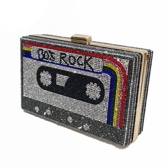 80's Rock Rhinestone Tape Evening Bag - Picture 3 of 4